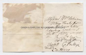 CHARLES BABBAGE (1791-1871) Autograph Letter Signed