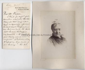 ELIZA LYNN LINTON (1822-1898) Autograph Letter Signed
