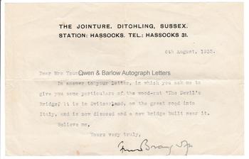FRANK BRANGWYN (1867-1956) Typed Letter Signed