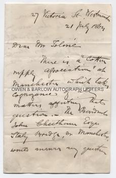RICHARD COBDEN (1804-1865) Autograph Letter Signed
