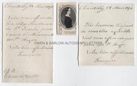 PRINCESS FRANCOISE OF ORLEANS (1844-1925) Two Autograph Letters Signed